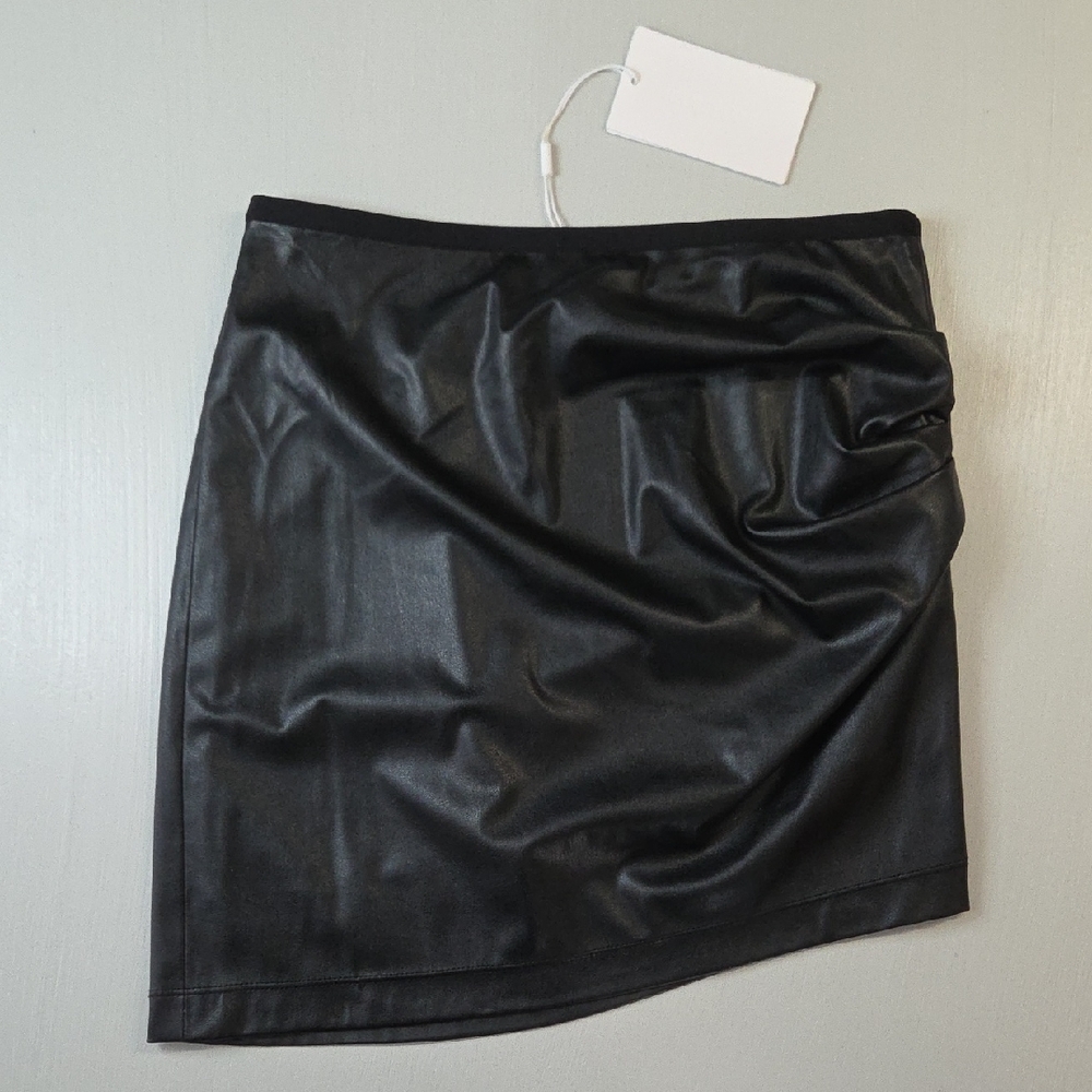 Helmut Lang Faux Leather Twist Mini Skirt